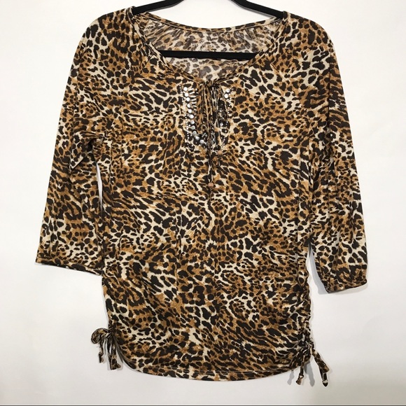 Bobbie Brooks Top Size L Leopard Print - Picture 1 of 7